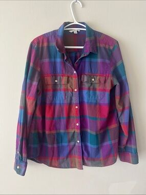 L.L. Bean Women's Multicolor Plaid Button-Down Shirt